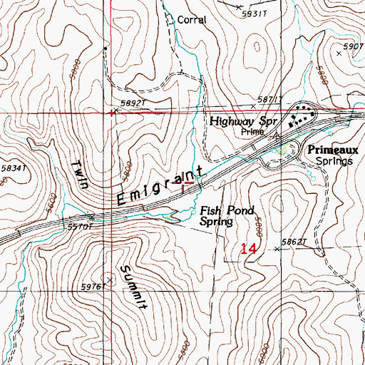 Topographic Map of Primeaux Creek, NV