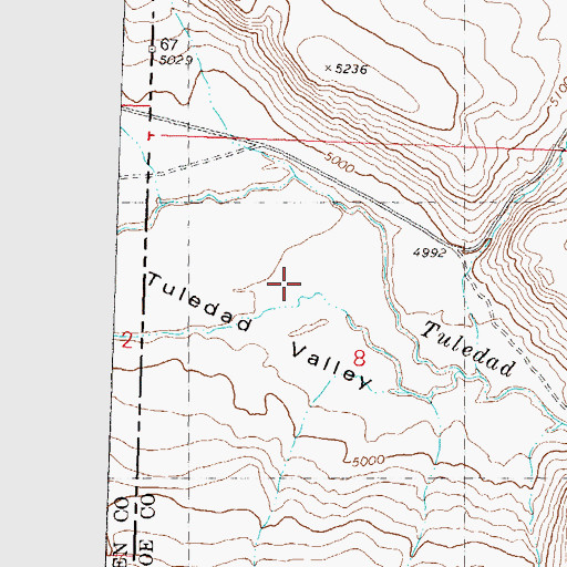 Topographic Map of Tuledad Valley, NV