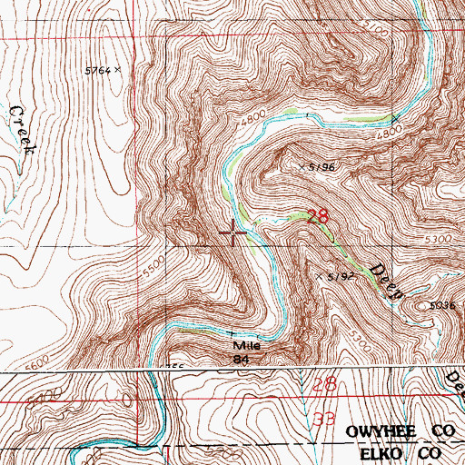 Topographic Map of Deep Creek Canon, ID