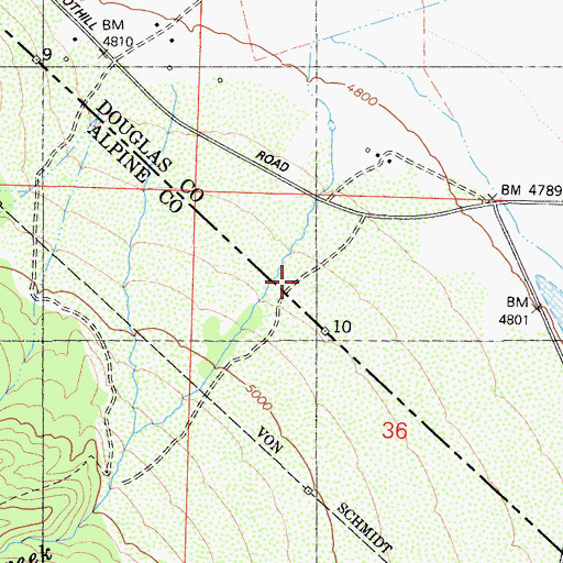 Topographic Map of Valley View (historical), NV