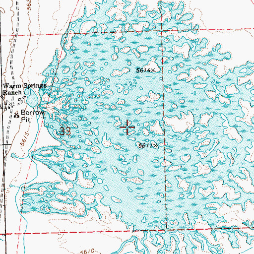 Topographic Map of Ralphs Warm Springs, NV
