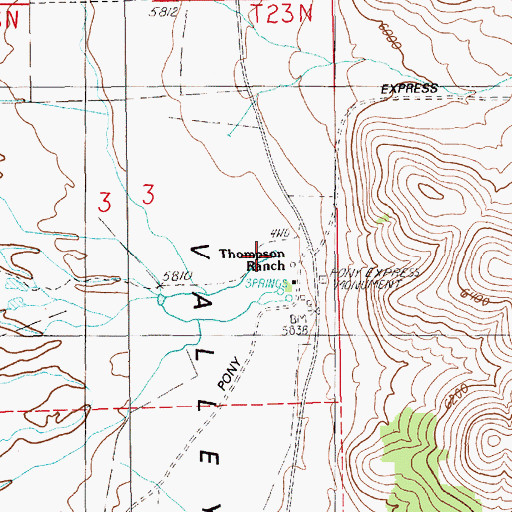 Topographic Map of Thompson Ranch Spring, NV