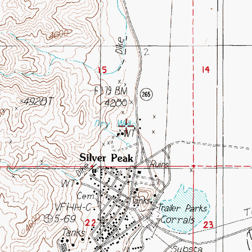 Topographic Map of Silver Peak Hot Springs, NV