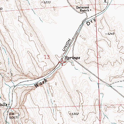 Topographic Map of Delmues Springs, NV