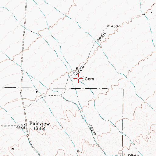 Topographic Map of Fairview Cemetery, NV