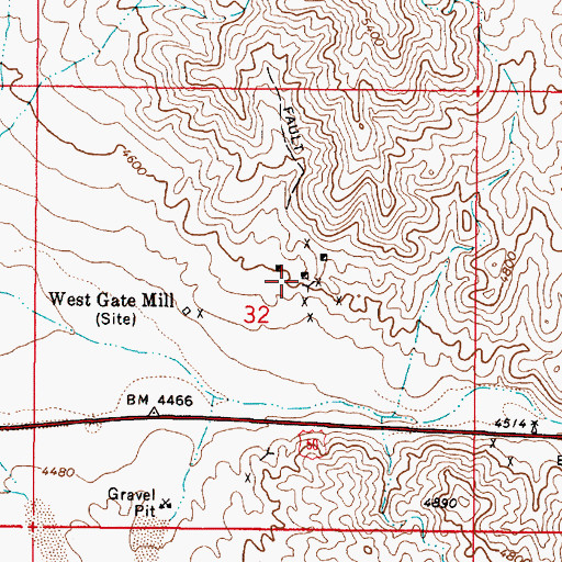 Topographic Map of Westgate Mine, NV