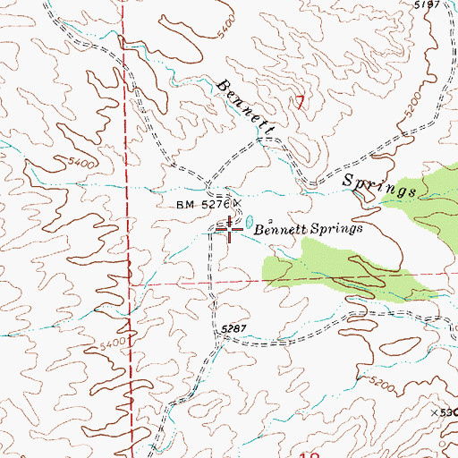 Topographic Map of Bennett Springs, NV