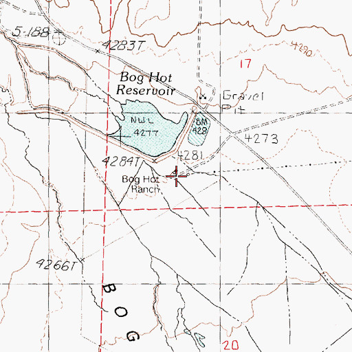 Topographic Map of Bog Hot Ranch, NV