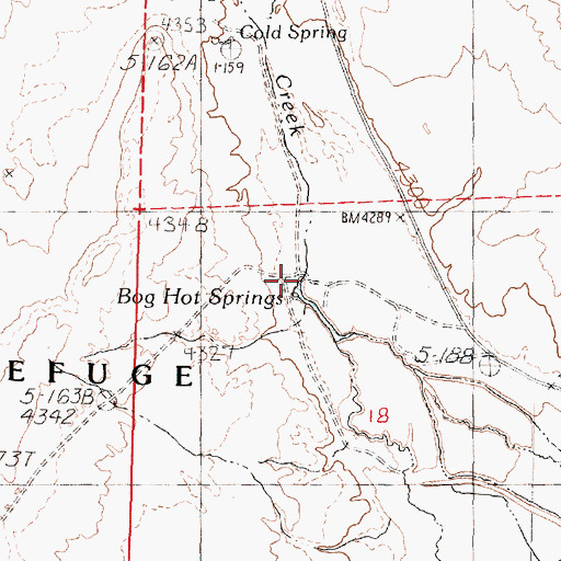 Topographic Map of Bog Hot Springs, NV