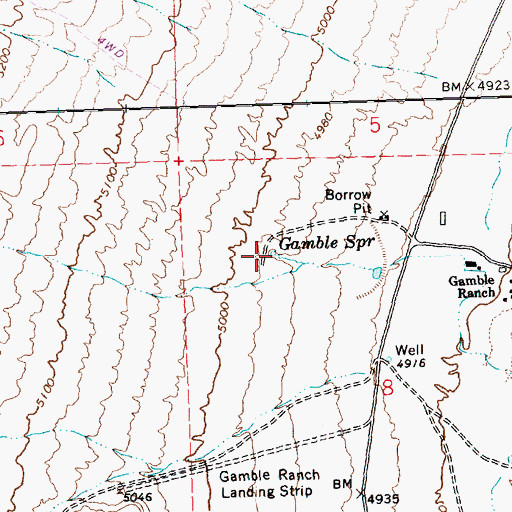 Topographic Map of Gamble Spring, NV
