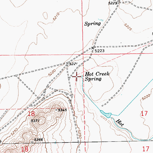 Topographic Map of Hot Creek Spring, NV