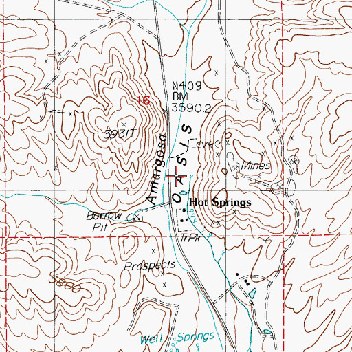 Topographic Map of Hot Springs, NV