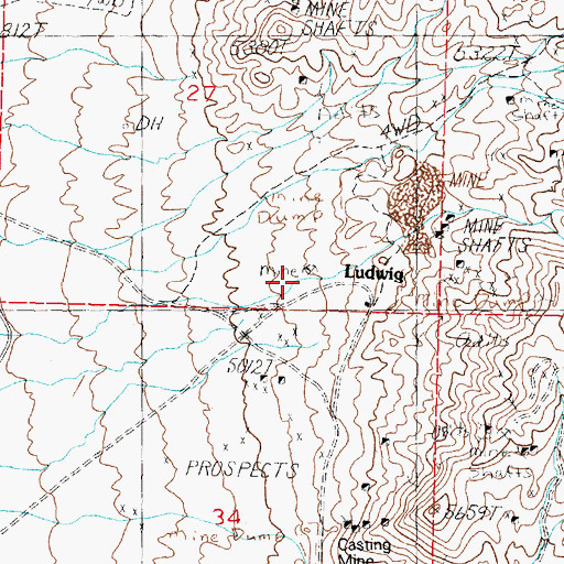 Topographic Map of Ludwig (historical), NV