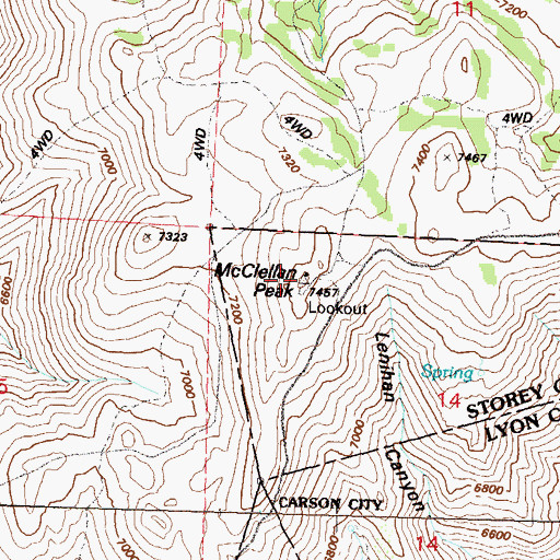 Topographic Map of McClellan Peak, NV