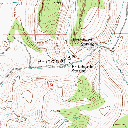 Topographic Map of Pritchards Station, NV