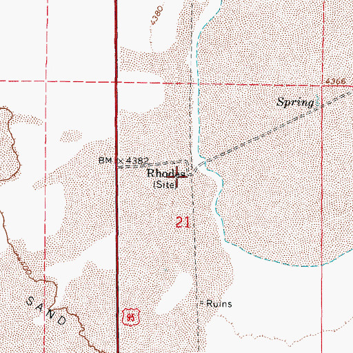 Topographic Map of Rhodes (historical), NV