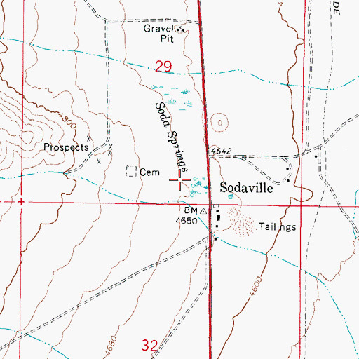 Topographic Map of Soda Springs, NV