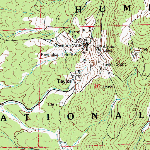 Topographic Map of Taylor (historical), NV