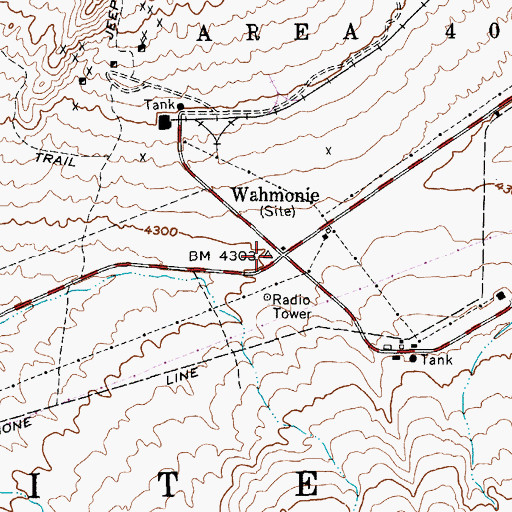 Topographic Map of Wahmonie (historical), NV