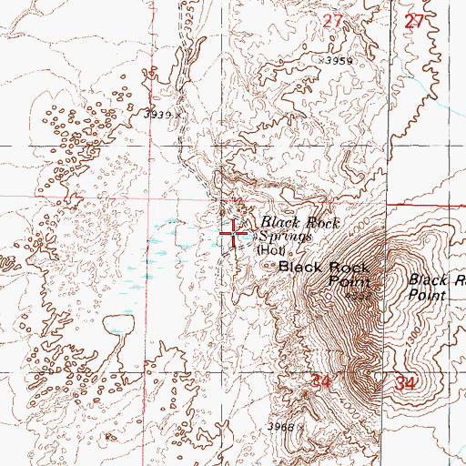 Topographic Map of Black Rock Springs, NV