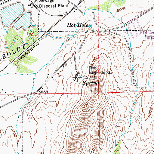 Topographic Map of Elko Hot Springs, NV