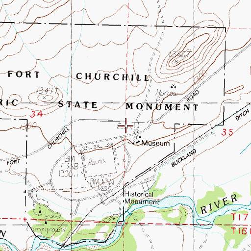 Topographic Map of Churchill Cemetery, NV