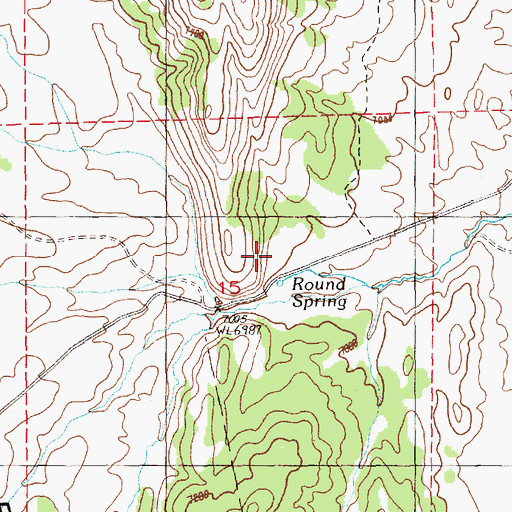 Topographic Map of Round Spring (historical), NV