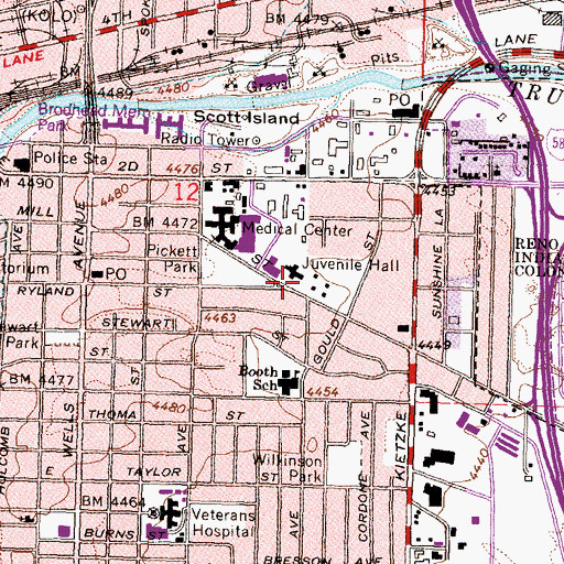 Topographic Map of Wittenberg Hall, NV