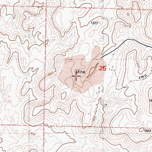 Topographic Map of Tunnel Hill Mine, NV