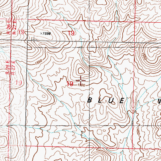 Topographic Map of Blue Wing Mining Area, NV