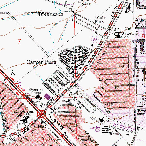 Topographic Map of Henderson Township, NV