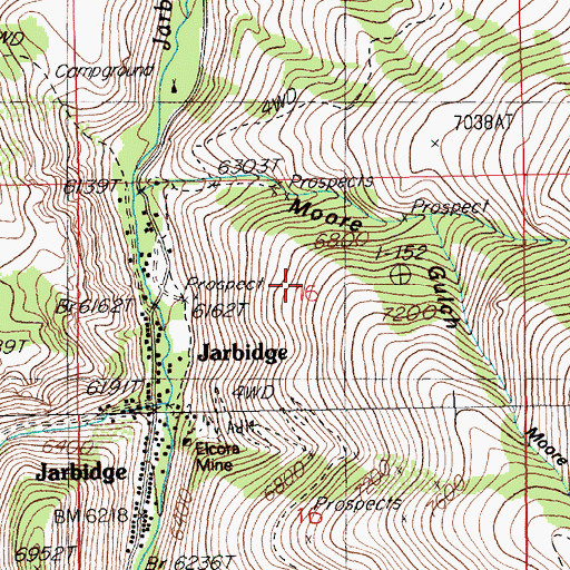 Topographic Map of Jarbidge Township, NV