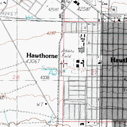 Topographic Map of Hawthorne Township, NV