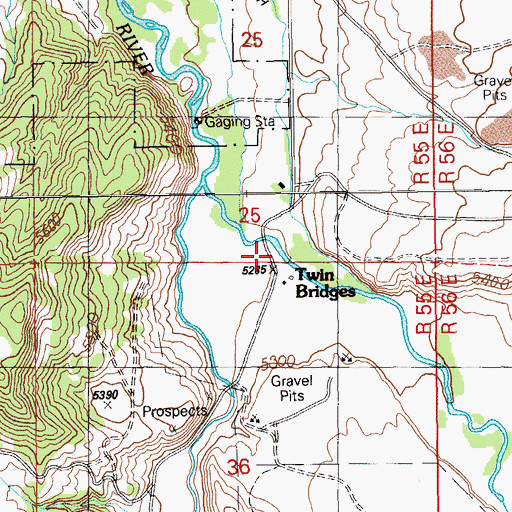 Topographic Map of Twin Bridges, NV