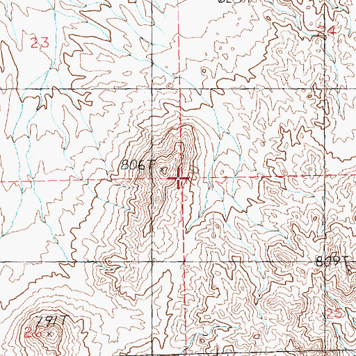 Topographic Map of Boulder Canyon Wild Life Refuge, NV