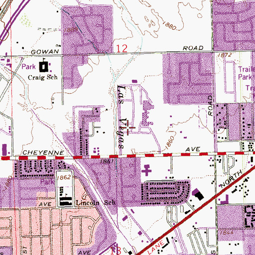 Topographic Map of Community College of Southern Nevada Cheyenne Campus, NV