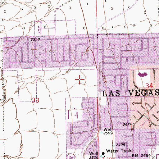 Topographic Map of Walter Johnson Junior High School, NV
