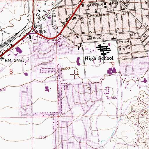 Topographic Map of Martha P King Elementary School, NV