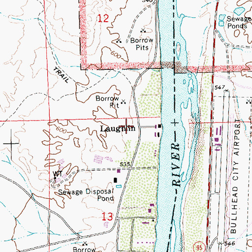 Topographic Map of Laughlin High School, NV