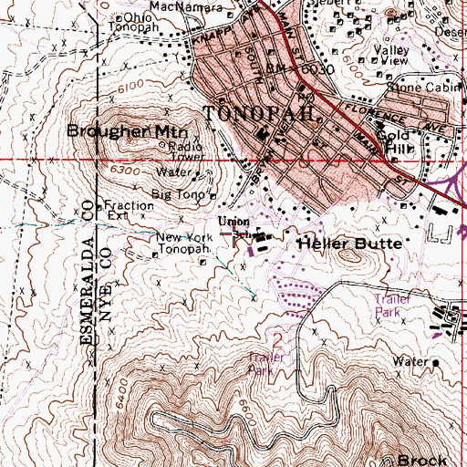 Topographic Map of Tonopah High School, NV