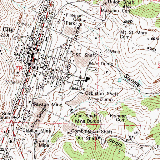 Topographic Map of Virginia City High School, NV