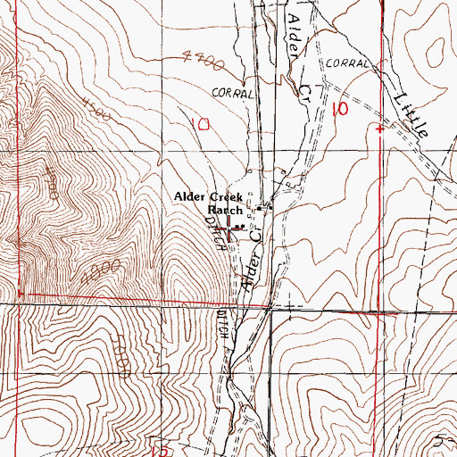 Topographic Map of Alder Creek Ranch, NV