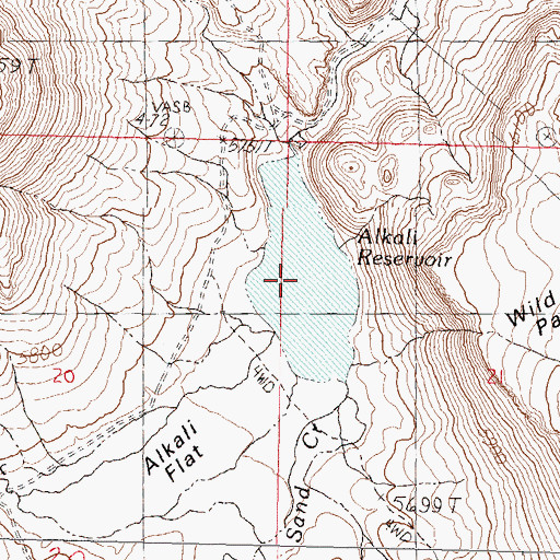 Topographic Map of Alkali Reservoir, NV