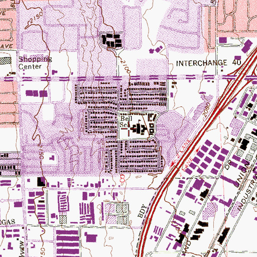 Topographic Map of Rex Bell Elementary School, NV