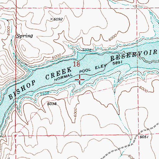 Topographic Map of Bishop Creek Reservoir, NV
