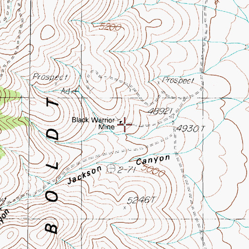 Topographic Map of Black Warrior Mine, NV