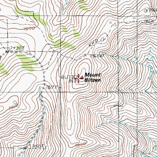 Topographic Map of Mount Blitzen, NV