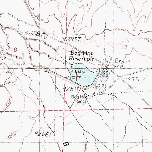Topographic Map of Bog Hot Reservoir, NV