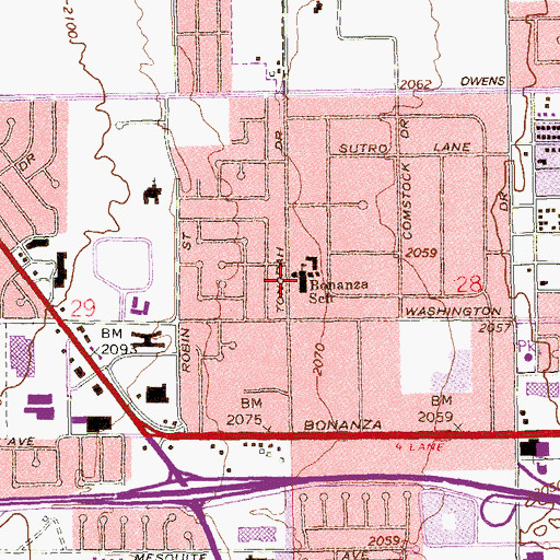 Topographic Map of Mabel Hoggard Elementary School, NV
