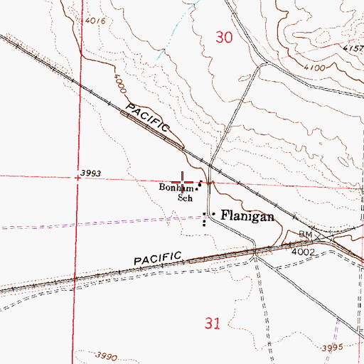 Topographic Map of Bonham School (historical), NV